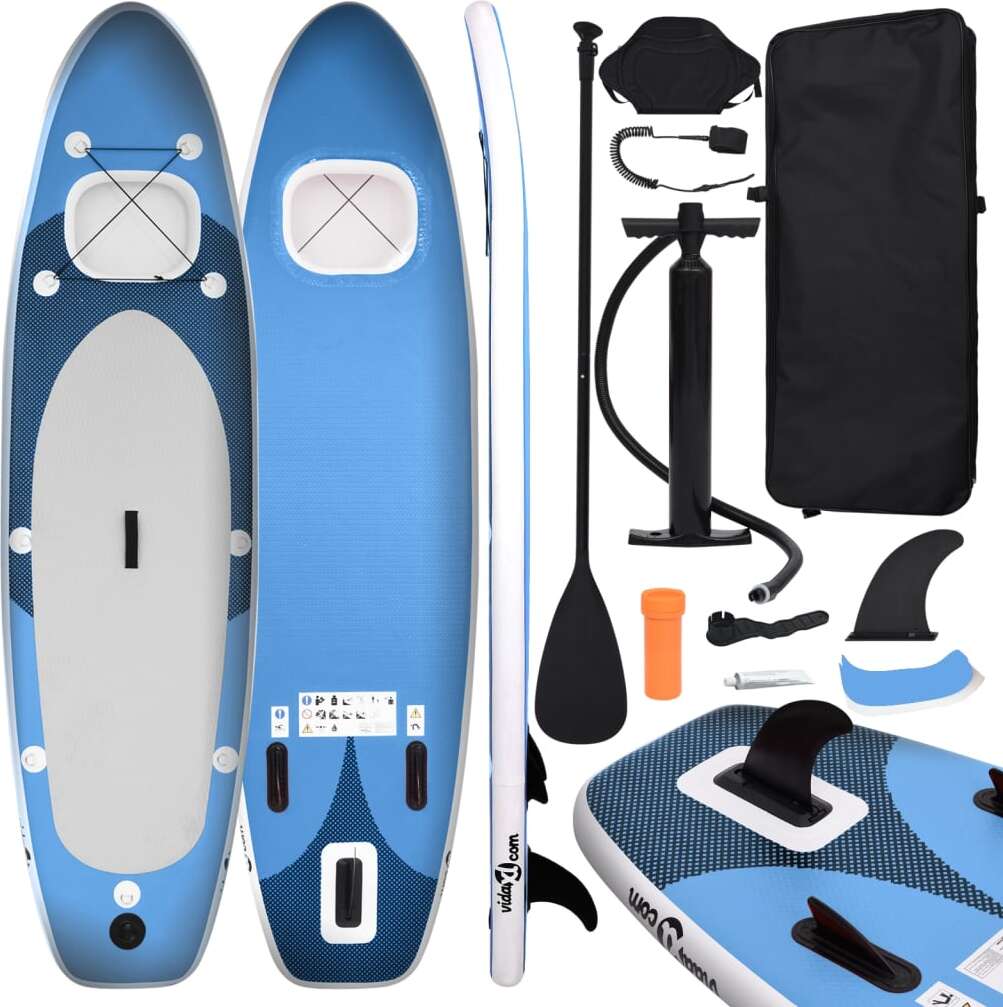 The Living Store SUP-Board-Set Aufblasbar Marineblau 360x81x10 cm