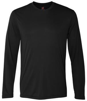 Hanes 482L Cool DRI Long Sleeve Performance T-Shirt in Black size 2XL   Polyester