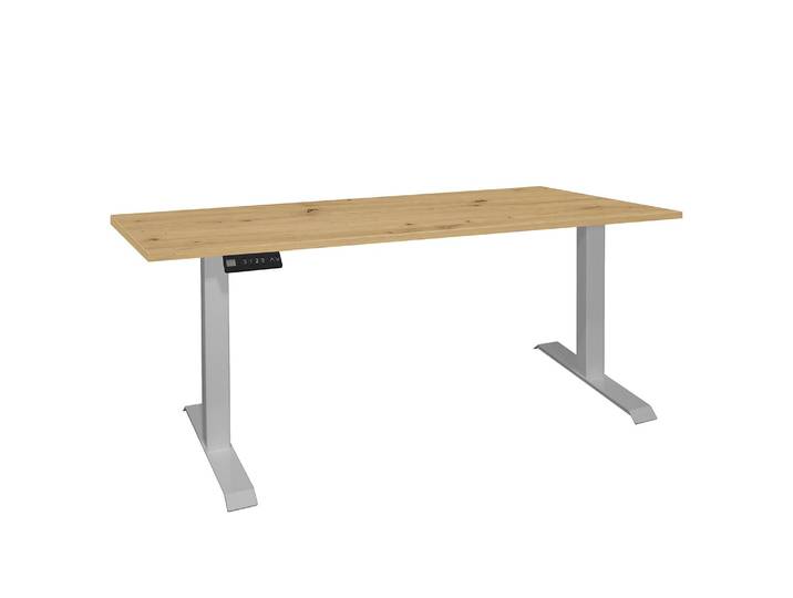 Bureau Unieux VI 140cm Marron/Imitation chêne noueux Argenté