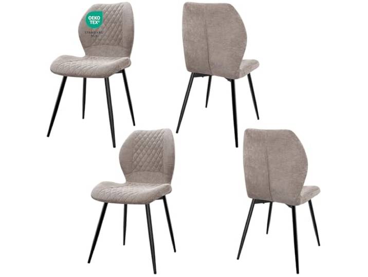 JIJIAN Esszimmerstühle 4er Set, Stühle Esszimmer, Küchenstühle Wohnzimmer Essstühle, Gepolsterte Stühle, Ergonomisch Gestaltete Leinenstühle für Esszimmer, Küche, Schlafzimmer, Braun