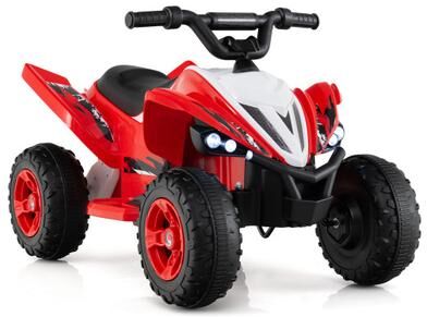 Costway 12V Kids Ride On ATV 4-Wheeler Quad with LED Lights and 7 mph Max Speed-Red