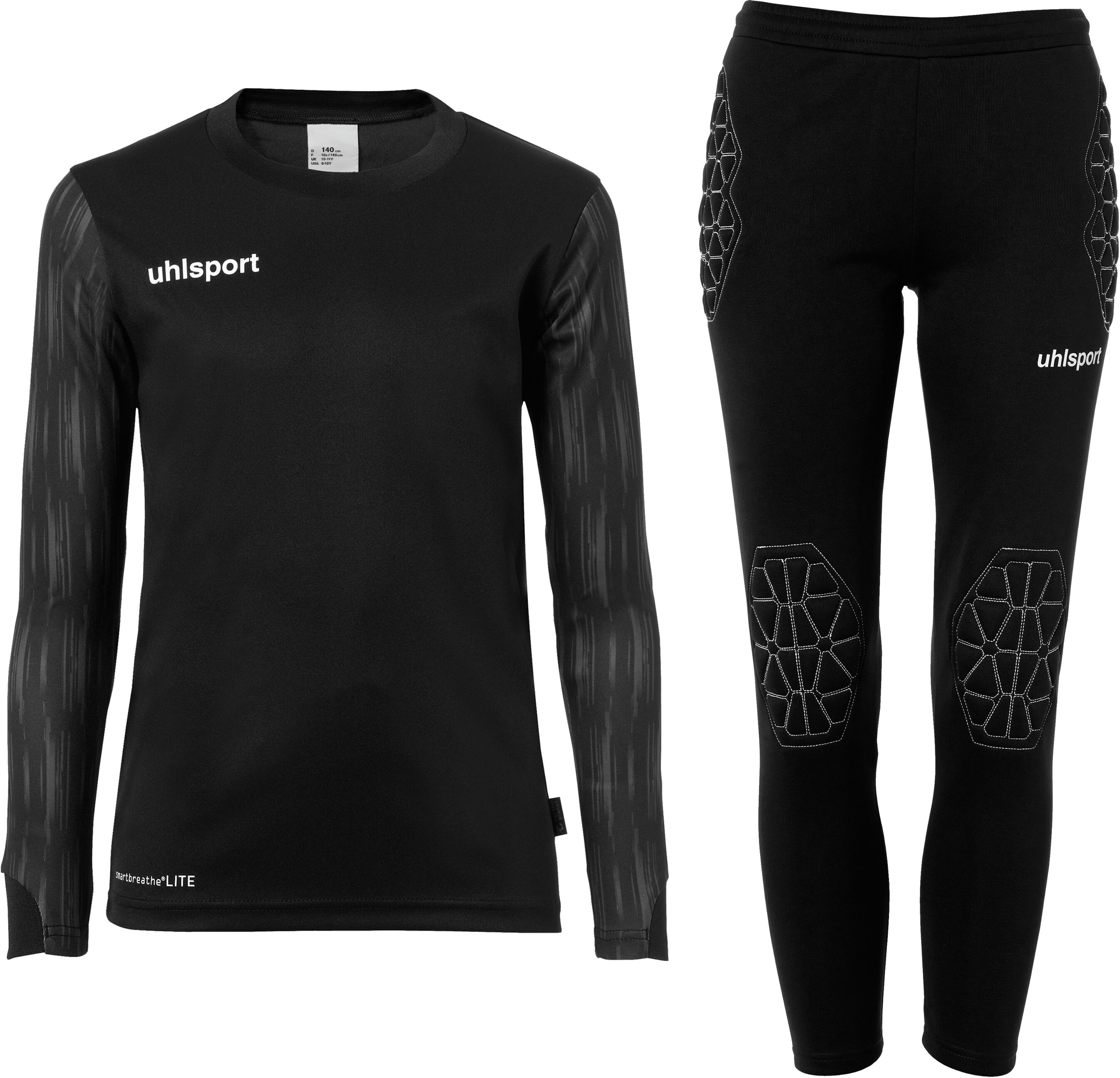 Sportanzug UHLSPORT "Torwart-Sets REACTION GOALKEEPER SET JUNIOR", Kinder, Gr. 128, schwarz, Obermaterial: 100% Polyester Pol. recyc.., Sportanzüge Sportanzug