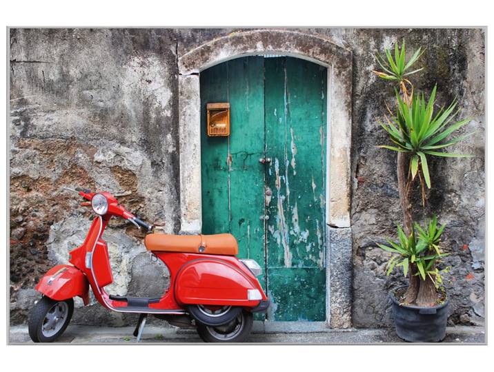 Bild mit Rahmen Rotes Moped image LAND