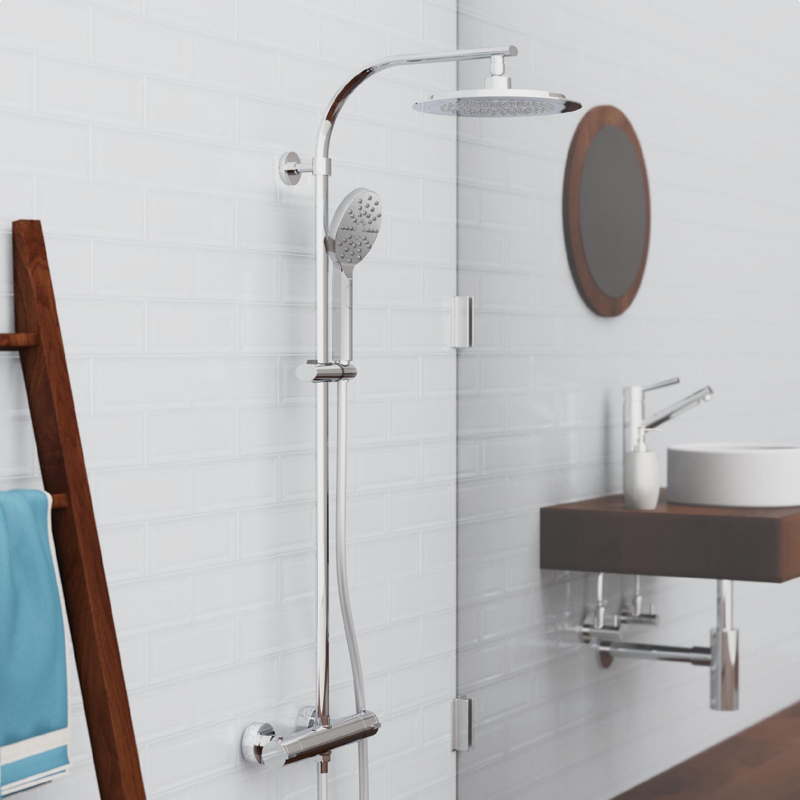 Schütte Madura Fresh Douchesysteem met Thermostaatkraan, Regen Douche en 3-Functies Handdouche