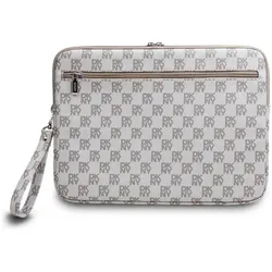DKNY PU Leather Checkered Pattern and Stripe Laptop Sleeve 13/14" Beige (14"), Notebooktasche, Beige