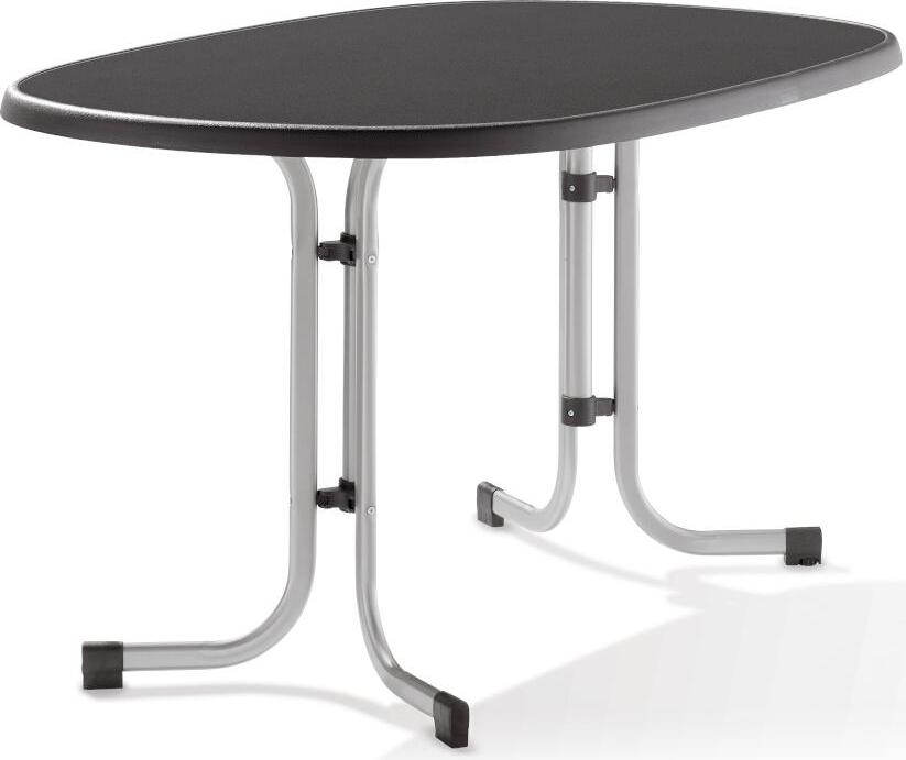 Sieger 252/A Klapptisch Gartentisch 90x140 graphit klappbar, Dekorplatte oval