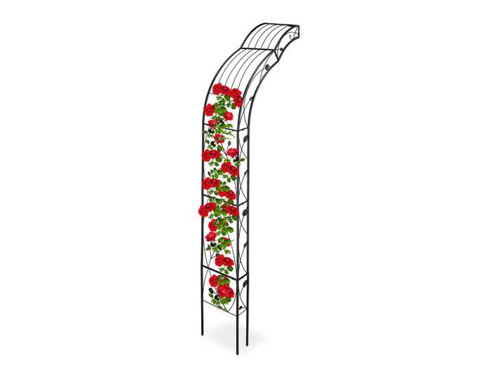 Relaxdays Halbrosenbogen Schwarz Eisen Wandmontage, Metall, 39x256x72 cm, Dekoration, Gartendeko