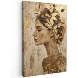 LEINWANDBILD Frau - Gold - Abstrakt - Textur Deko XXL 80x120 cm