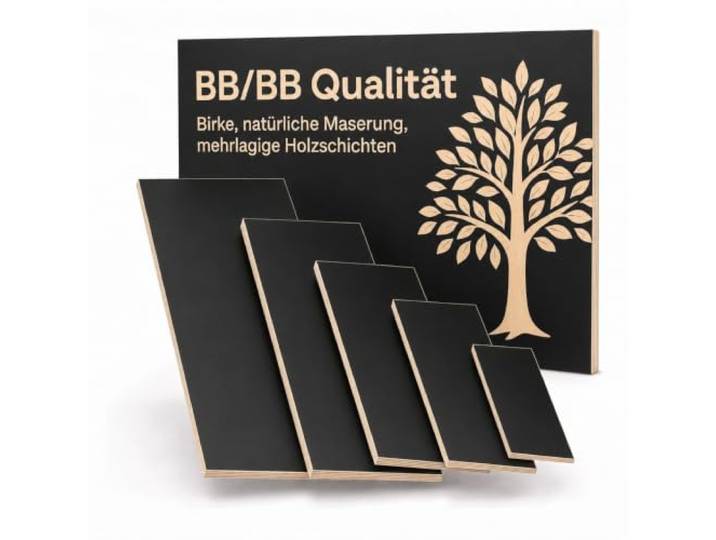AUPROTEC Tischplatte 18mm schwarz 800 mm x 700 mm rechteckige Multiplexplatte melaminbeschichtet von 40cm-200cm auswählbar Birken-Sperrholzplatten Massiv Holz Industriequalität Auswahl: 80x70 cm