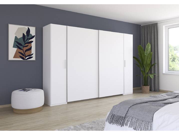Armoire combinée Kronach 311cm Blanc/Blanc alpin Argenté