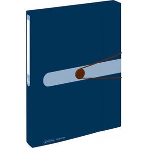 Herlitz Heftbox easy orga to go, 11279841, aus Kunststoff, A4, 4 cm Füllhöhe, blau, Verschluss seitlich mit Gummizug