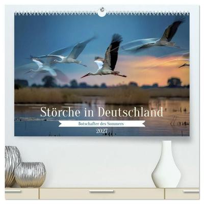 Störche in Deutschland (hochwertiger Premium Wandkalender 2027 DIN A2 quer), Kunstdruck in Hochglanz
