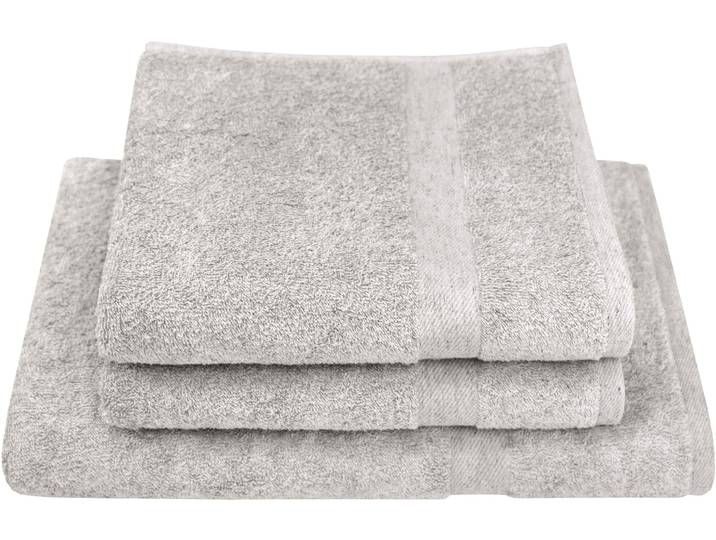 Handtuch Set DYCKHOFF Deep Harmony Comfort , silber, 3 Stk., Frottier, Frottier, Obermaterial: 85% Baumwolle, 15% Hanf, Handtuch-Sets, Handtuch Set, 15% Hanf;2 Handtücher (50x100cm), 1 Duschtuch (70x140cm)