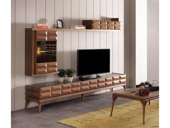 JVmoebel Wohnwand Elegantes Sideboard mit LED-Beleuchtung und Hochglanz-Finish, (2-St., Sideboard + Wandschrank), Made in Europa