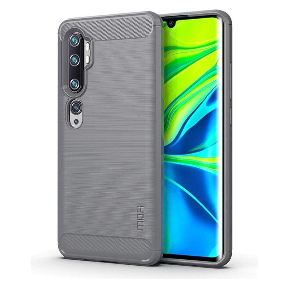 Cover-Discount Xiaomi Mi Note 10 Pro - Metall Carbon Look Gummi Hülle grau (Xiaomi Mi Note 10 Pro) (101906097C)