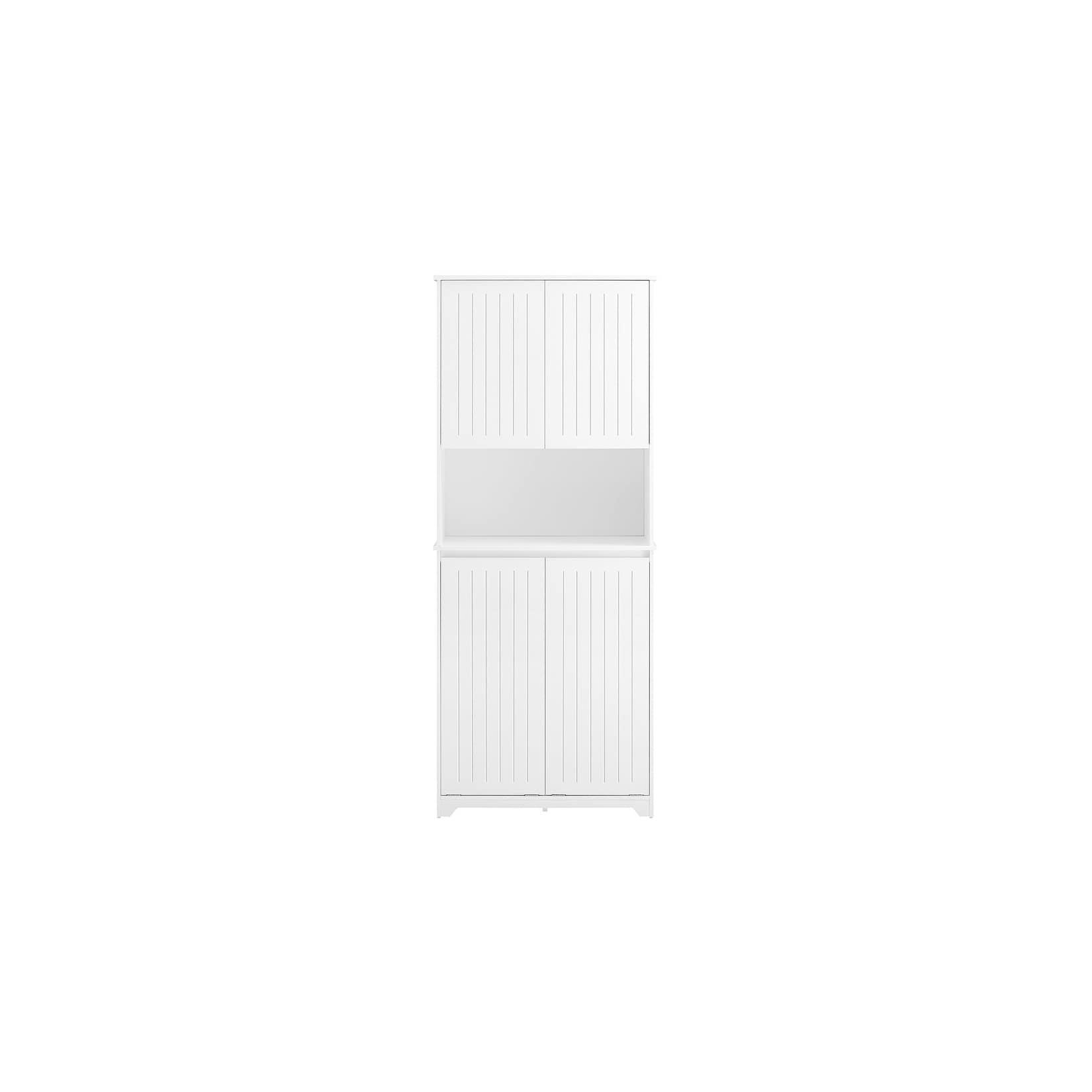 SoBuy Badezimmer-Hochschrank mit 4 Türen Weiß 70x37x170cm Funktional