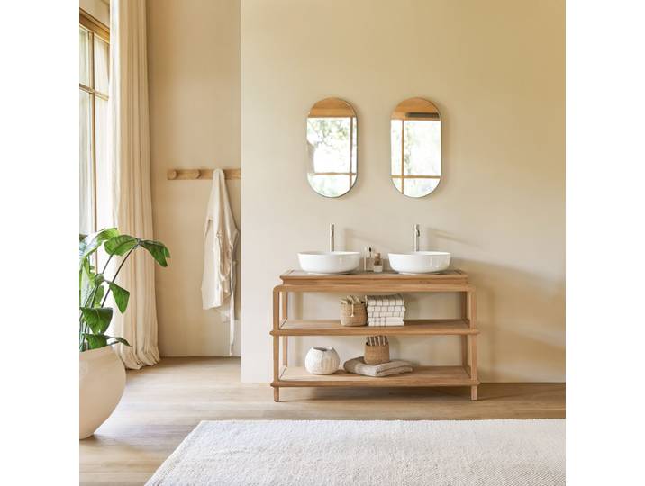 Badezimmermöbel Achille aus massivem Teakholz 135 cm - Natur