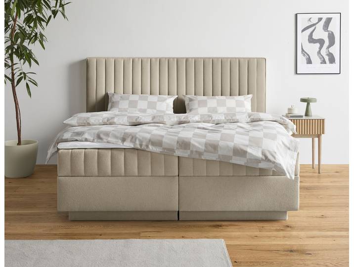 Boxbett HOMSY BY ANA JOHNSON Moonio inkl. Bettkasten , beige, B:227cm L:214cm, Komplettbetten, erhältlich in verschiedenen Breiten und Härtegraden