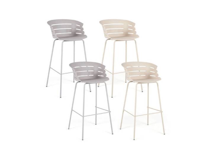 COSTWAY Barhocker mit Rückenlehne, 4er-Set, Moderne Barstühle mit Metallgestell 150 kg
