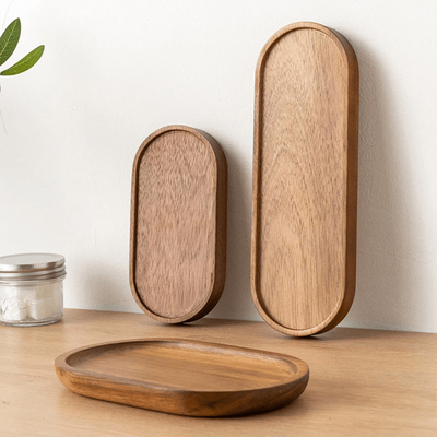 Inspire Essentials Japanese Style Wooden Food Tray For Snacks Dessert Tea Or Bread a2