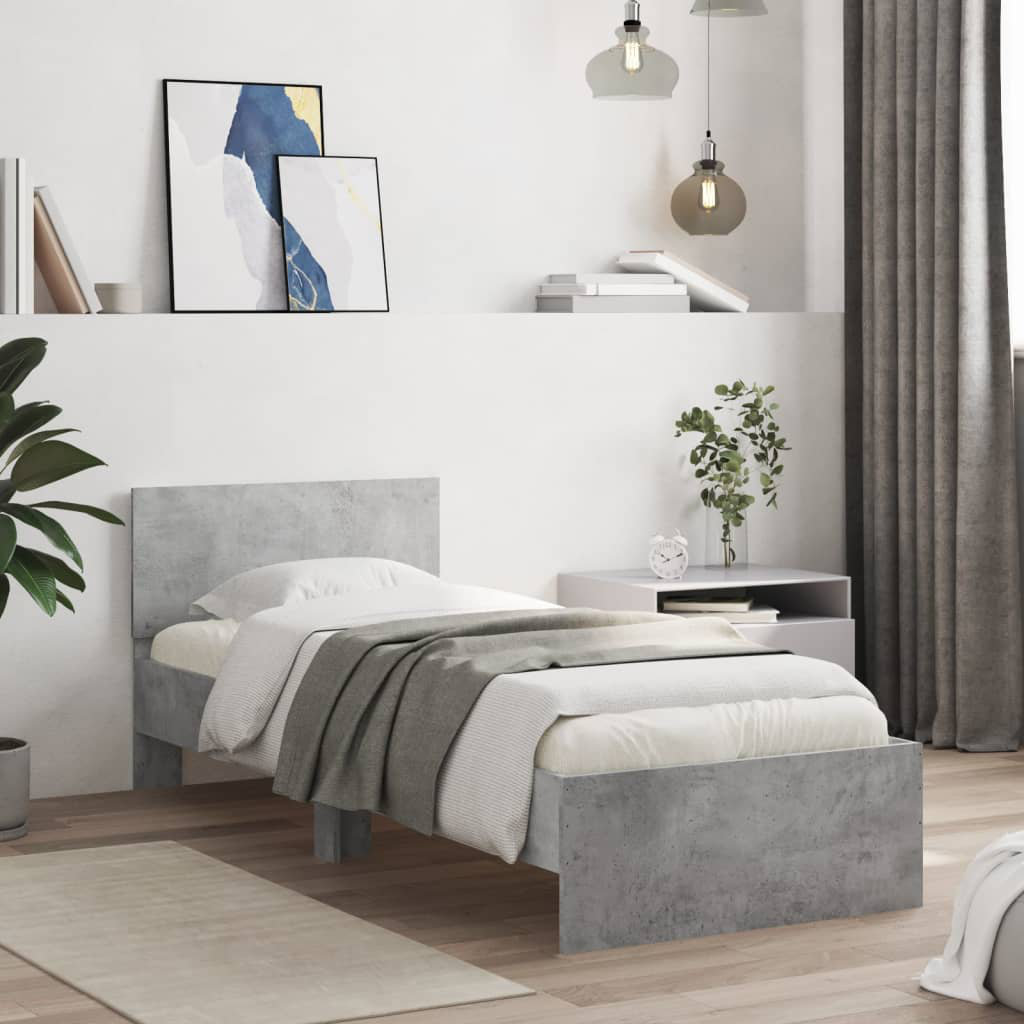vidaXL Bed Concrete Grey European Single (90 x 200 cm)