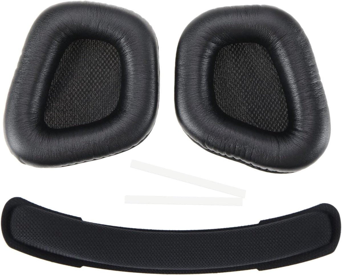 Vervangingsoorkussens met hoofdband voor Corsair Void, Void Pro en RGB Elite Draadloze Oortelefoon - Eiwitleder - Zwart
