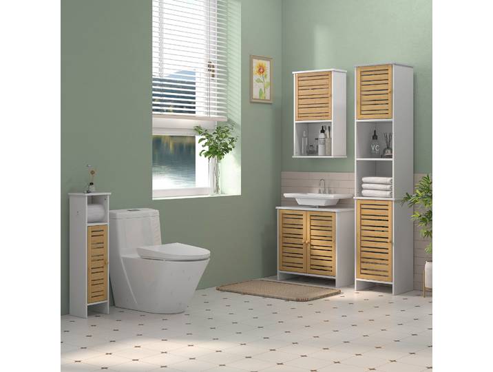 HOMCOM Colonne Salle de Bain 170H cm Bicolore avec Rangement