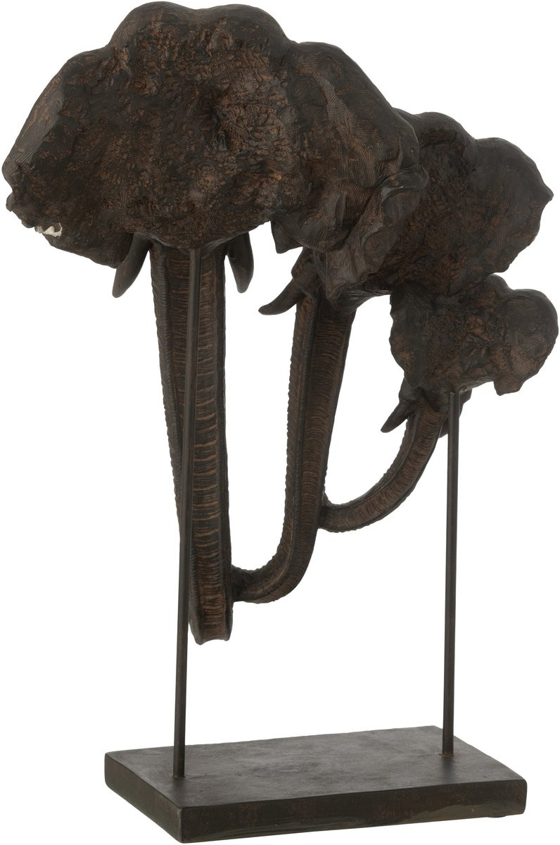 J-Line Decoratie Olifant Op Voet Familie - Donkerbruin - Polyresin