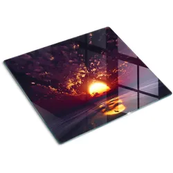 GLASPLATTE 60x52 cm Sonnenuntergang