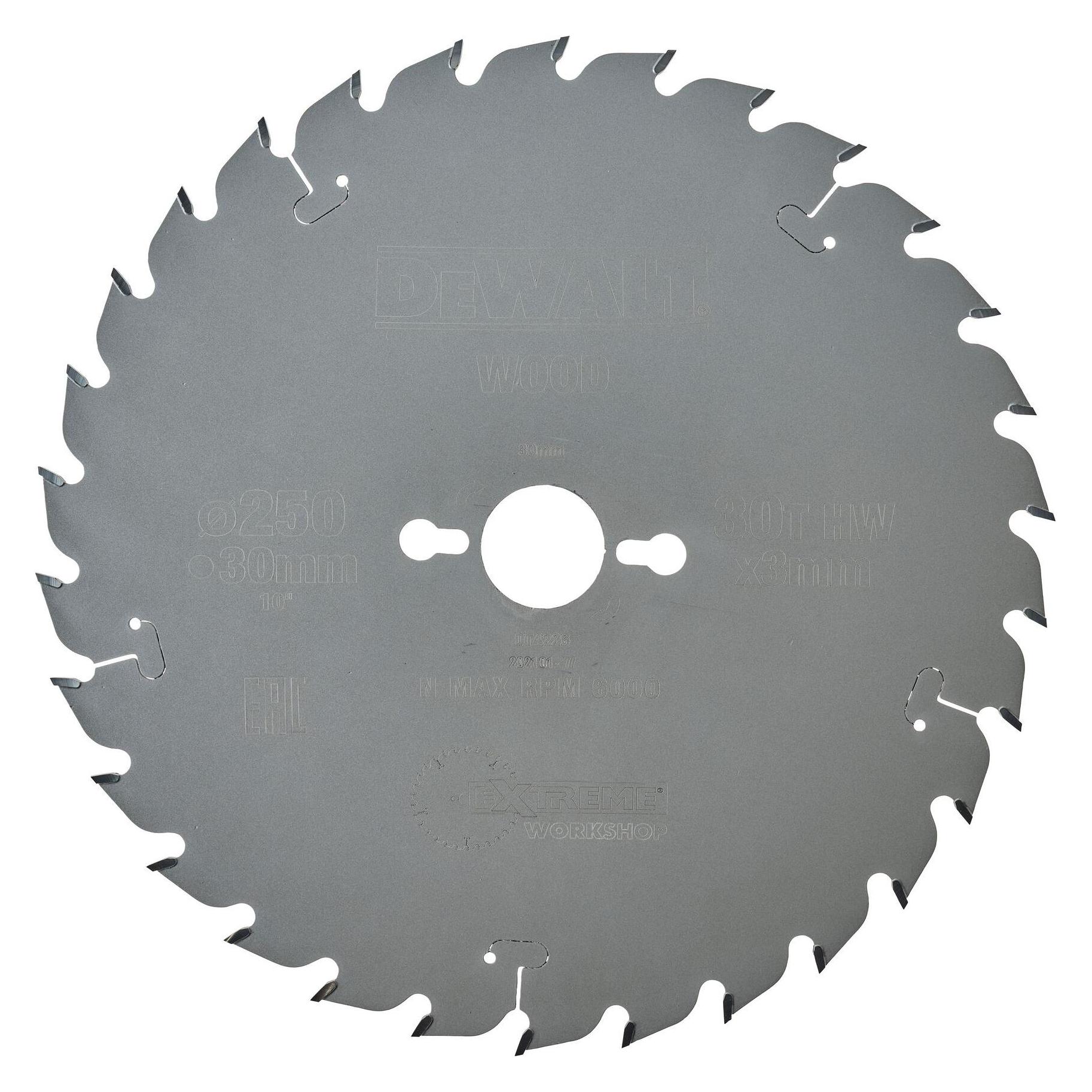 DeWalt Stationärkreissägeblatt / Kreissägeblatt Extreme (250/30mm 30WZ, universeller Einsatz und Que (DT4226-QZ)