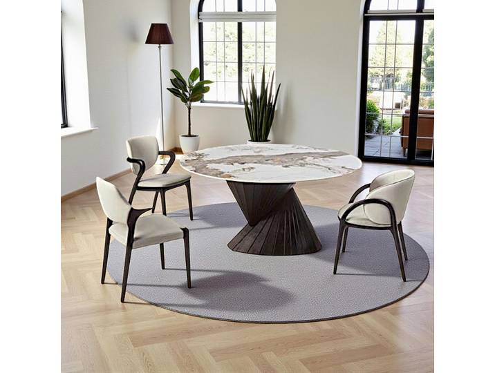 Table à manger ronde en céramique ALDER - Noir