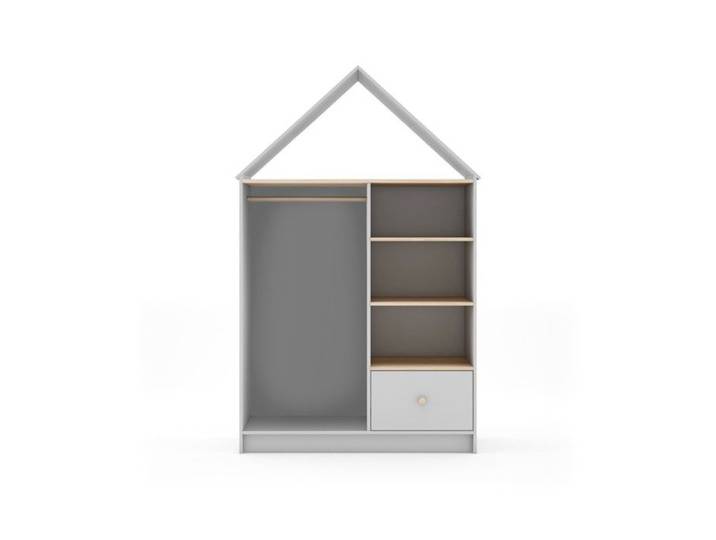 CALICOSY - Dressing ouvert 3 niches 1 tiroir et 1 penderie H180 cm LEONIE - Blanc