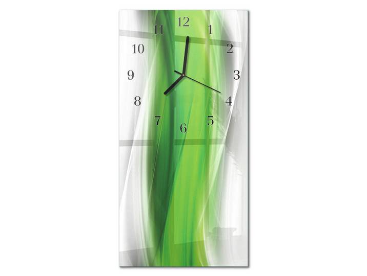 Tulup Wanduhr 60x30 cm - Wiese, Grün, Glas, Rechteckig, 30x60x0.4 cm, Dekoration, Uhren, Wanduhren