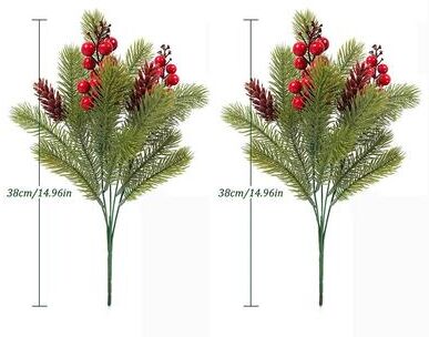 Inspired Living Festive Evergreen Holly & Pine Berry Holiday Table Decor Set Of 2 Artificial Christmas Greenery Picks ltgreen 2pcs