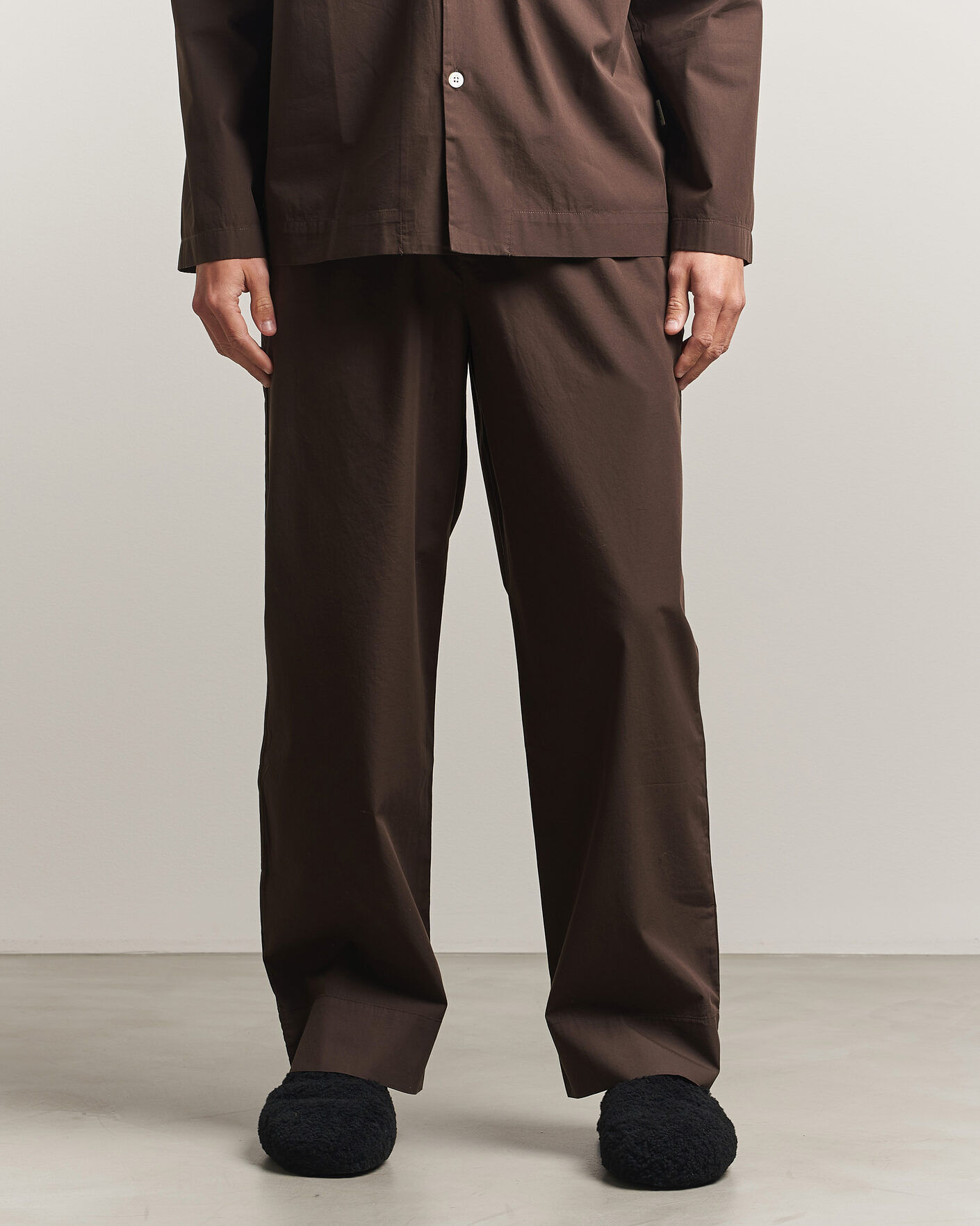 Tekla Poplin Pyjama Pants Coffee men M Brun