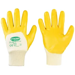 12 Paar *YELLOWSTAR* STRONGHAND® HANDSCHUHE Nitril Arbeitshandschuh beschichtet gelb 0550 - Größe 8 (M)