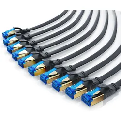 Primewire 10x CAT 8.1 Netzwerkkabel Flach, LAN Patchkabel Datenkabel, Flachbandkabel Verlegekabel, Cat 6 Cat 7 (0.25 m), Netzwerkkabel