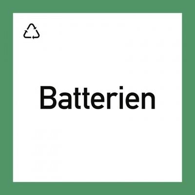 Wertstoffkennzeichnung "Batterien", Folie, 300x300 mm