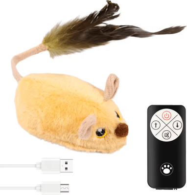 Inspire Curations SmartChase Rechargeable Interactive Mouse Cat Toy yellow