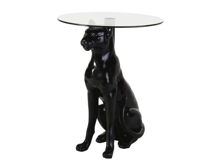 Beistelltisch Panther aus schwarzem Metall und recyceltes Glas