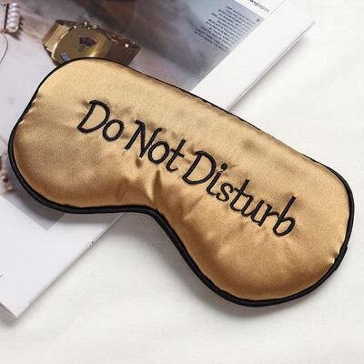 Everyday Crate Funny Embroidered Silk Satin Sleep Mask Adjustable Sleep Eye Mask For Travel & Deep Rest champagne Gold