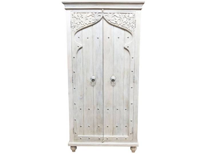 Marrakesch Orient & Mediterran Interior Highboard Highboard Jenin im Boho-Design aus Mangoholz gefertigt, in Weiß 190 cm (1 St), Handarbeit