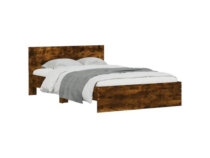 KTHLBRH Bettgestell mit Kopfteil Eiche Rauchgrau 120 x 200 cm Mehrschichtiges Holz, Lattenrost inklusive, Rückenunterstützung, Bettrahmen mit Kopfteil