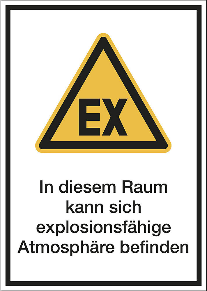 kaiserkraft Kombischilder mit Text für Warnkennzeichen, In diesem Raum kann sich explosionsfähige Atmosphäre befinden, VE 10 Stk, Kunststoff, LxH 210 x 297 mm