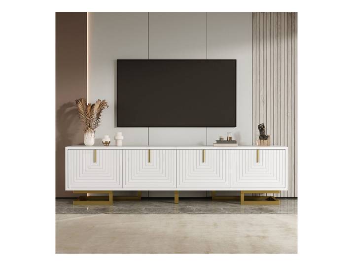 Fine Life Pro TV-Schrank Lowboard / TV‑Schrank / TV‑Lowboard goldene Griffe und goldene Beine