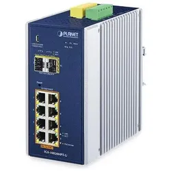 Planet Industrial 8-Port GE PoE+ 2-port SFP IGS-10020HPT-U (8 Ports), Netzwerk Switch, Blau
