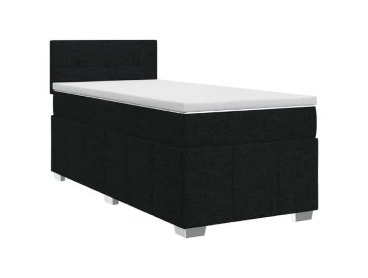 KTHLBRH Boxspringbett mit Matratze schwarz 90 x 200 cm Stoff Kopfteil verstellbar 78-88 cm, Taschenfedern, mittlere Härte, waschbare Bezüge, Kunststoffbeine, Holztechnik