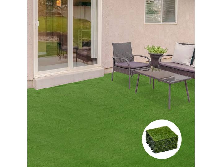 Outsunny Dalles Gazon Synthétique 10pcs 30cm Vert
