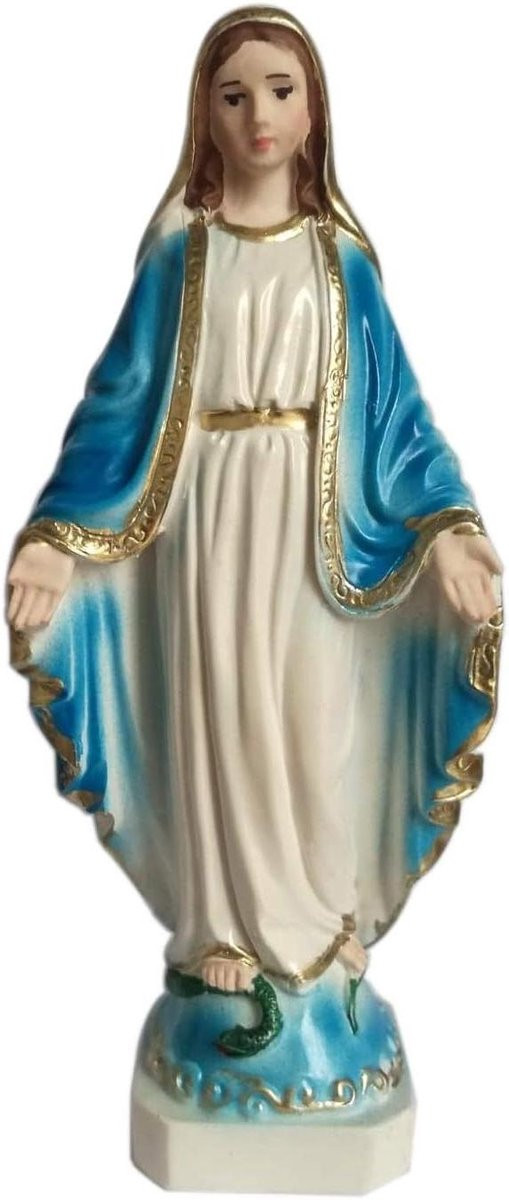 Madonna Beeld Heilige Maagd Maria Lichtblauw Hoogte: 15 cm