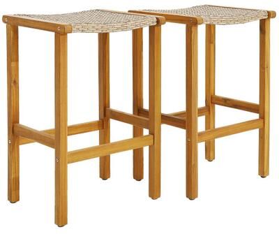 Costway Patio Wood Bar Stools Set of 2/4-2Pieces
